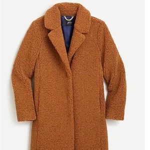 J.Crew Teddy Sherpa Topcoat in Brandy; size Medium.